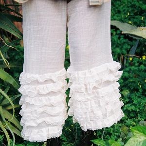 Antique Victorian White Lace Ruffled Hem Pantaloons